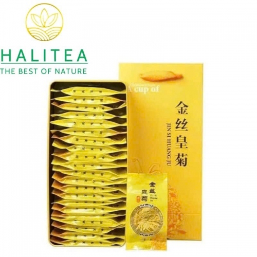 Trà Hoa Cúc Đại Đoá Hoàng Gia Hộp Thiếc Kèm Túi Giấy 20 Bông