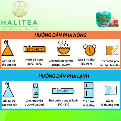 Trà Kim Ngân Hoa Cúc HALITEA Túi Tam Giác Hộp Thiếc 50gr/ hộp/ 10 túi
