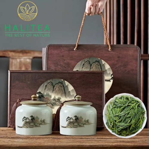 Trà Long Tĩnh Cao Cấp Hộp Gỗ Quà Tặng Lễ Tết Sang Trọng 250gr