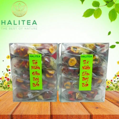 Trà Nhân Sâm Bát Bảo Hộp Kiếng 100gr/ Hộp /10 Gói/ 8 Vị