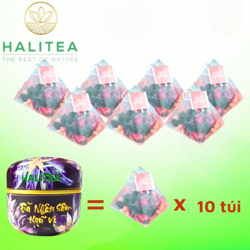Trà Nhân Sâm Ngũ Vị HALITEA Túi Tam Giác Hộp Thiếc 50gr/ hộp/ 10 túi