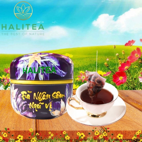 Trà Nhân Sâm Ngũ Vị HALITEA Túi Tam Giác Hộp Thiếc 50gr/ hộp/ 10 túi