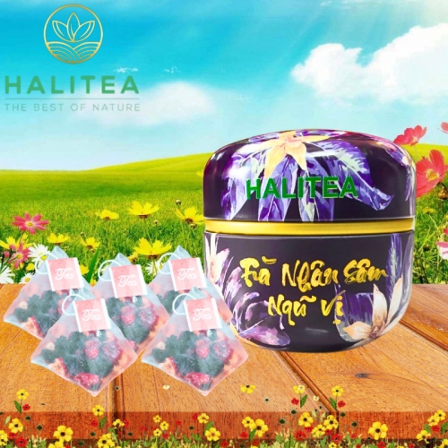 Trà Nhân Sâm Ngũ Vị HALITEA Túi Tam Giác Hộp Thiếc 50gr/ hộp/ 10 túi