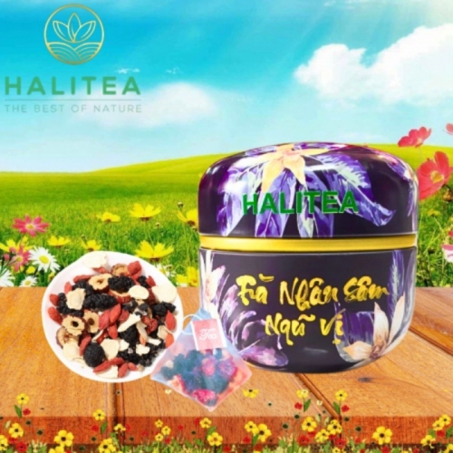 Trà Nhân Sâm Ngũ Vị HALITEA Túi Tam Giác Hộp Thiếc 50gr/ hộp/ 10 túi
