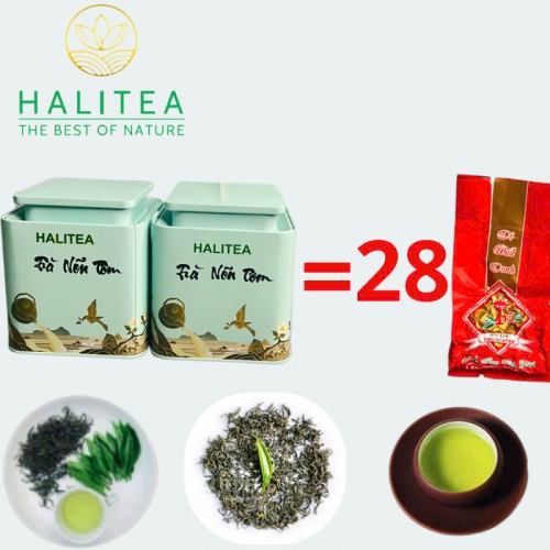 Trà Nõn Tôm HALITEA Cao Cấp Hộp Thiếc 280gr - Set Quà Tặng Lễ Tết