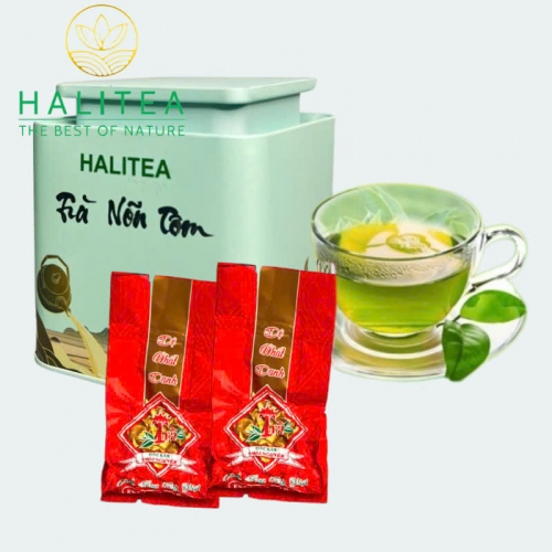 Trà Nõn Tôm HALITEA Cao Cấp Hộp Thiếc 280gr - Set Quà Tặng Lễ Tết