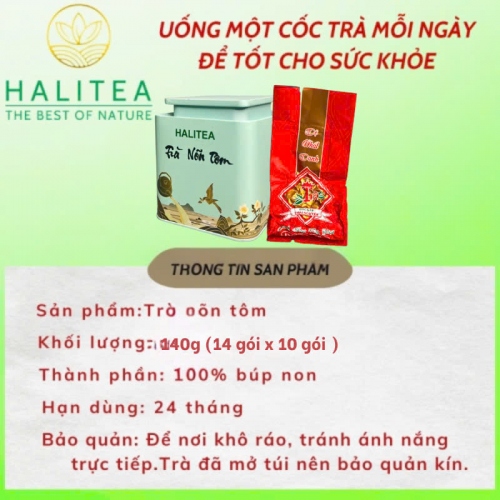 Trà Nõn Tôm HALITEA Cao Cấp Hộp Thiếc 280gr - Set Quà Tặng Lễ Tết