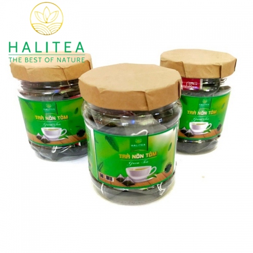 Trà Nõn Tôm HALITEA Túi Tam Giác Cao Cấp Hũ 15 Gói X 5gr
