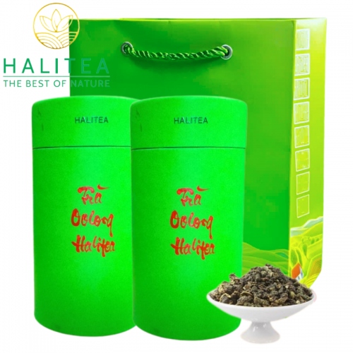 Trà Ô Long HALITEA Cao Cấp Lon Xanh - Set Quà Tặng