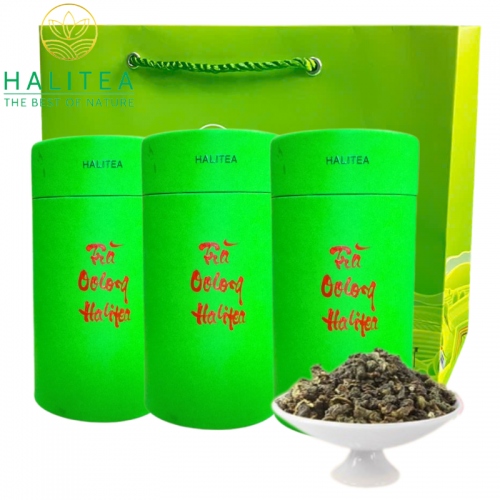 Trà Ô Long HALITEA Cao Cấp Lon Xanh - Set Quà Tặng