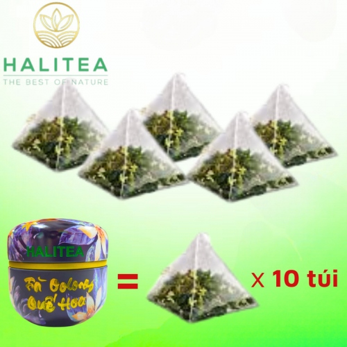 Trà Ô Long Quế Hoa HALITEA Túi Tam Giác Hộp Thiếc 30g/ hộp/10 túi