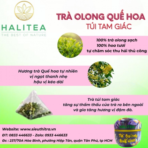 Trà Ô Long Quế Hoa HALITEA Túi Tam Giác Hộp Thiếc 30g/ hộp/10 túi