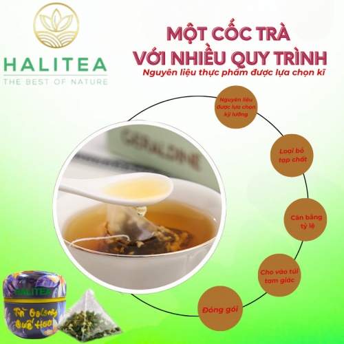 Trà Ô Long Quế Hoa HALITEA Túi Tam Giác Hộp Thiếc 30g/ hộp/10 túi