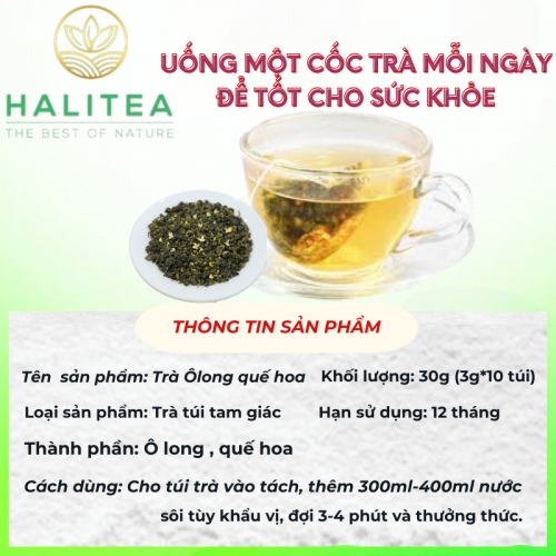 Trà Ô Long Quế Hoa HALITEA Túi Tam Giác Hộp Thiếc 30g/ hộp/10 túi