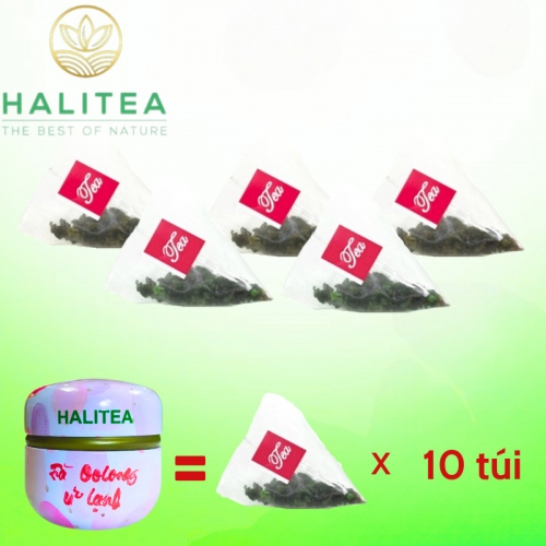 Trà Ô Long Ủ Lạnh HALITEA Túi Tam Giác Hộp Thiếc 40g/ hộp/ 10 túi