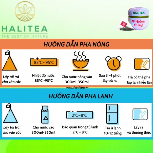 Trà Ô Long Ủ Lạnh HALITEA Túi Tam Giác Hộp Thiếc 40g/ hộp/ 10 túi