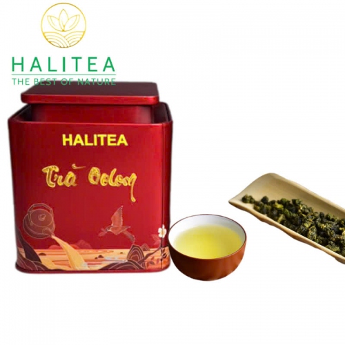 Trà Ôlong HALITEA Cao Cấp Hộp Thiếc Đỏ 400gr - Set Quà Tặng Lễ Tết