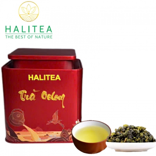 Trà Ôlong HALITEA Cao Cấp Hộp Thiếc Đỏ 400gr - Set Quà Tặng Lễ Tết