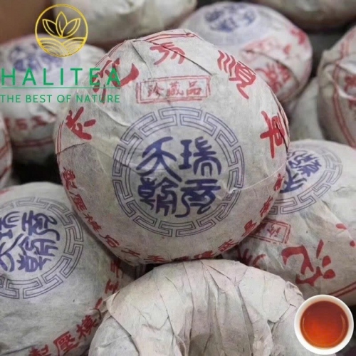 Trà Phổ Nhĩ Chín (Che Shun Hao)  Xa Thuận Hào Thiên Thụy 1990s – Bánh 250g