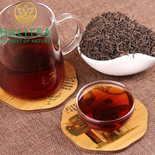 Trà Phổ Nhĩ Chín Cung Đình Mãnh Hải 2005 – Trà Rời  Hộp Gỗ 500g