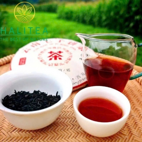Trà Phổ Nhĩ Chín Cung Đình Trung Hoành Ấn Đỏ - Bánh 357g