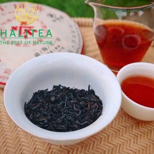 Trà Phổ Nhĩ Chín Cung Đình Trung Hoành Ấn Đỏ - Bánh 357g
