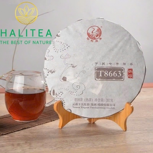 Trà Phổ Nhĩ Chín Hạ Quan Xiaguan Kim Bảng T8663 – Bánh 357g