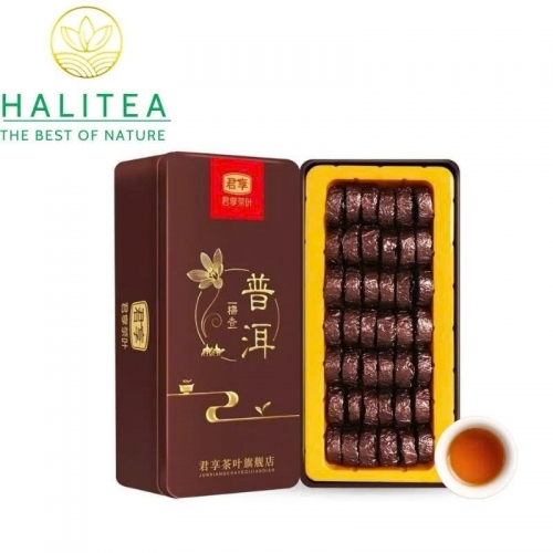 Trà Phổ Nhĩ Chín Viên Hương Nếp – Hộp Thiếc 100g