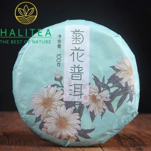 Trà Phổ Nhĩ Chín Mãnh Hải Ướp Hoa Cúc - Bánh 100g