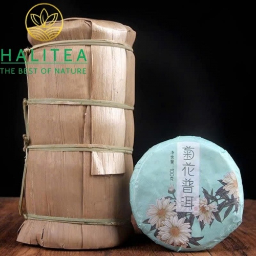 Trà Phổ Nhĩ Chín Mãnh Hải Ướp Hoa Cúc - Bánh 100g