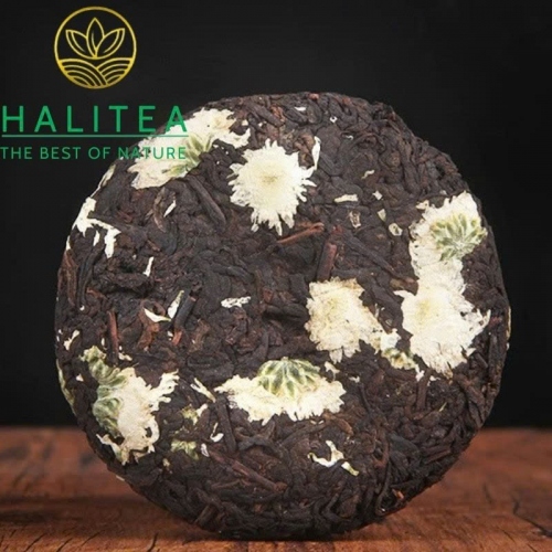 Trà Phổ Nhĩ Chín Mãnh Hải Ướp Hoa Cúc - Bánh 100g