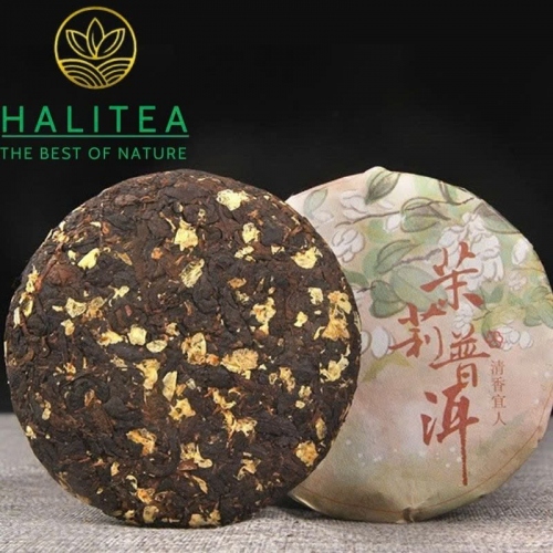 Trà Phổ Nhĩ Chín Mãnh Hải Ướp Hoa Nhài - Bánh 100g