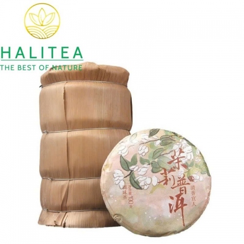 Trà Phổ Nhĩ Chín Mãnh Hải Ướp Hoa Nhài - Bánh 100g