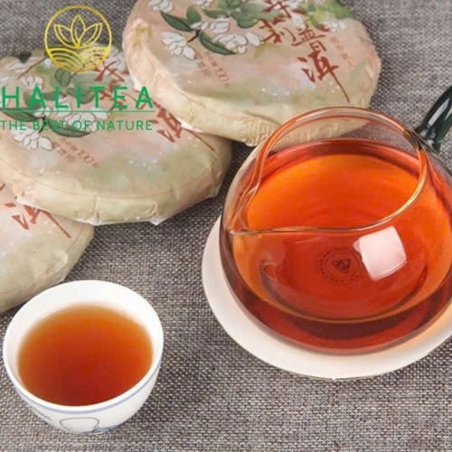 Trà Phổ Nhĩ Chín Mãnh Hải Ướp Hoa Nhài - Bánh 100g