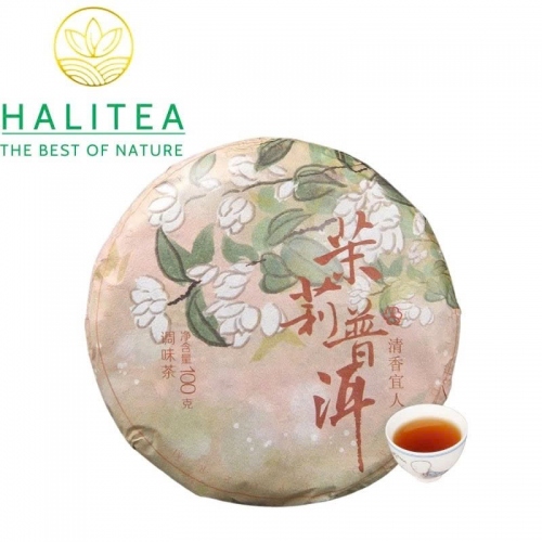 Trà Phổ Nhĩ Chín Mãnh Hải Ướp Hoa Nhài - Bánh 100g