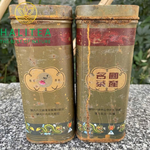 Trà Phổ Nhĩ Chín Ông Long Thịnh Thập Niên 1980 – Hộp Thiếc Cổ 500g