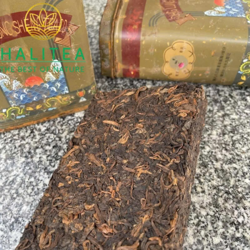 Trà Phổ Nhĩ Chín Ông Long Thịnh Thập Niên 1980 – Hộp Thiếc Cổ 500g
