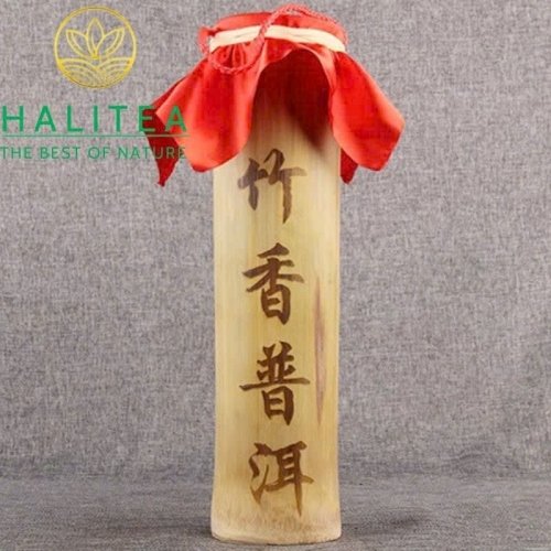 Trà Phổ Nhĩ Chín Ống Tre 2017 Mộc Chỉ Cổ Thụ Mãnh Hải - Ống 500g