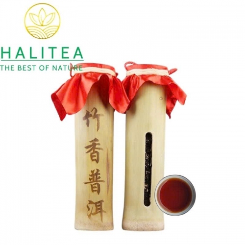 Trà Phổ Nhĩ Chín Ống Tre 2017 Mộc Chỉ Cổ Thụ Mãnh Hải - Ống 500g