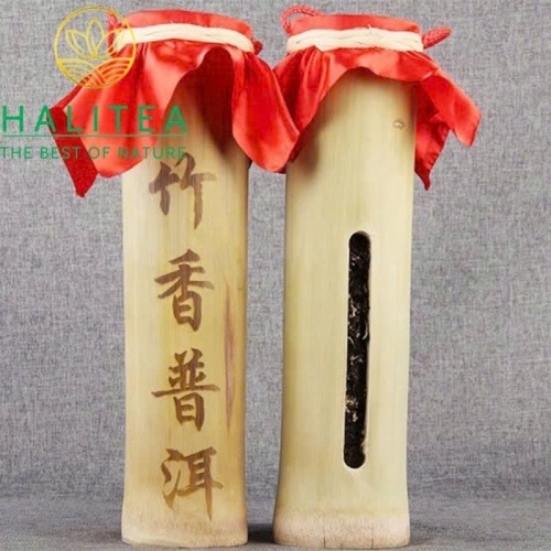 Trà Phổ Nhĩ Chín Ống Tre 2017 Mộc Chỉ Cổ Thụ Mãnh Hải - Ống 500g