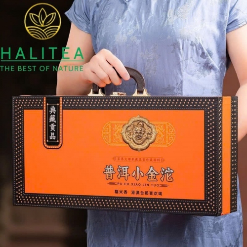 Trà Phổ Nhĩ Chín Tiểu Kim Đà Hương Nếp – Hộp Quà Cát Tường 300g