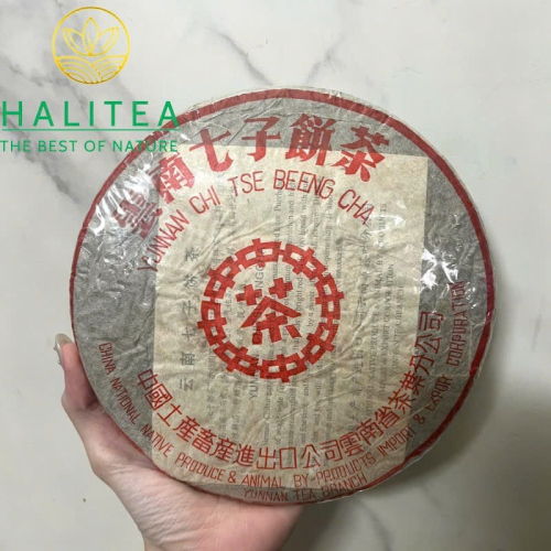 Trà Phổ Nhĩ Chín Trung Trà Hồng Ấn Hồng Ti Đới 1998 – Trà Cổ Mãnh Hải 357g