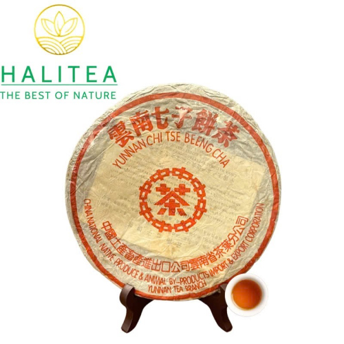 Trà Phổ Nhĩ Chín Trung Trà (Zhongcha) 2003 Cam Hoàng Ấn Mãnh Hải 357g