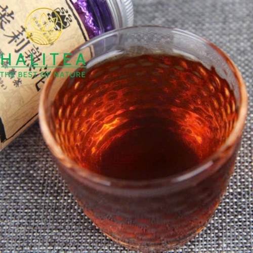 Trà Phổ Nhĩ Chín Viên Ướp Hoa Nhài Hũ 100g