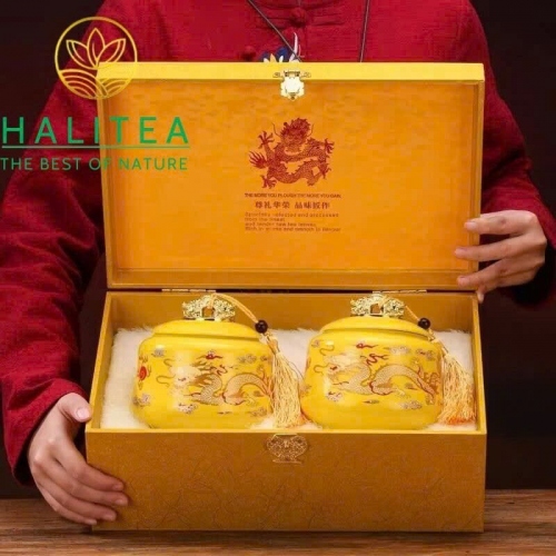Trà Phổ Nhĩ Quýt (Tiểu Thanh Cam) Tân Hội – Hộp Quà Cung Đình Hoàng Kim 500g