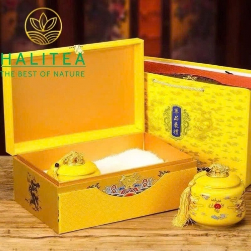 Trà Phổ Nhĩ Quýt (Tiểu Thanh Cam) Tân Hội – Hộp Quà Cung Đình Hoàng Kim 500g