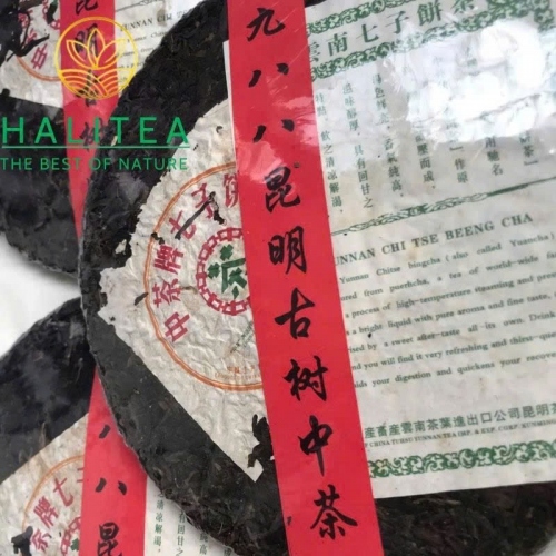 Trà Phổ Nhĩ Sống Cổ Kim Hoa Trung Trà (Zhongcha) 1988 Côn Minh 357g