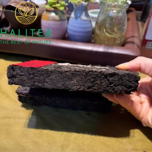 Trà Phổ Nhĩ Sống Hà Nội Hào (He Nei Hao) 1950s Nhãn Đỏ – Gạch 250g