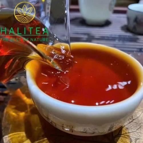 Trà Phổ Nhĩ Sống Hà Nội Hào (He Nei Hao) 1950s Nhãn Đỏ – Gạch 250g