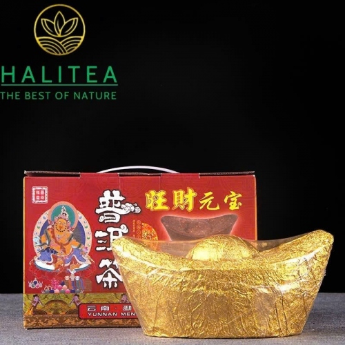 Trà Phổ Nhĩ Sống Kim Nguyên Bảo Thỏi Vàng Cổ 1kg